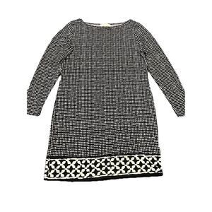 Michael Kors Womens Dress Size Medium Black White Geometric Long Sleeve